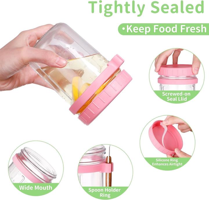 Produktbild Collazoey 4er-Set Müslibecher mit Deckel und Löffel