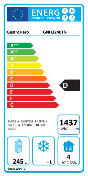 Etichetta energetica Gastro Hero Tavolo refrigerante ECO / con backsplash - / (600 l)