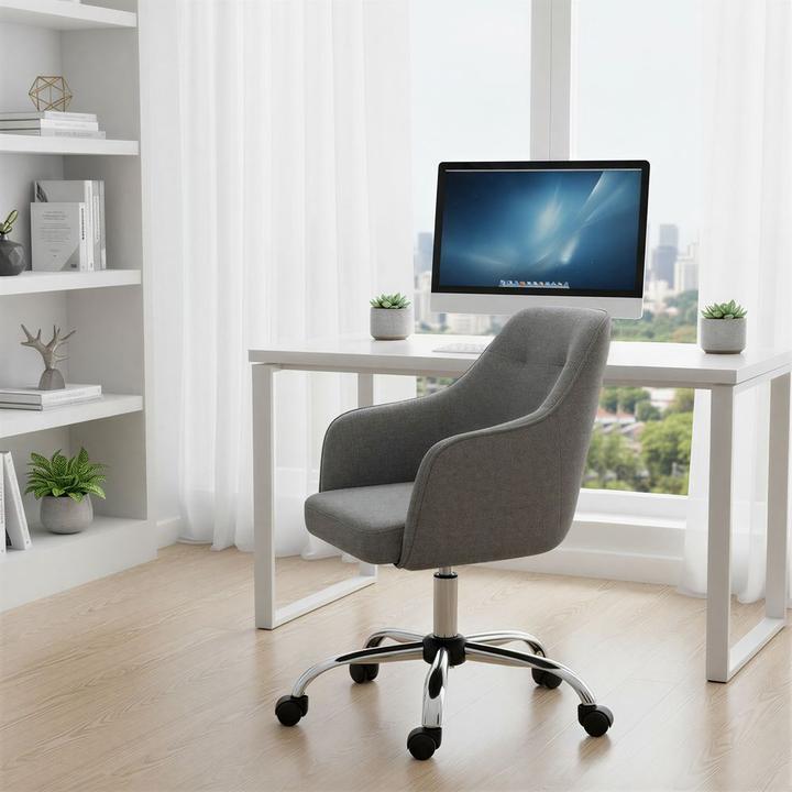 Produktbild Songmics Bürostuhl, OBG019G01V1 Stoff grau, Gestell silber (45 - 55 cm)