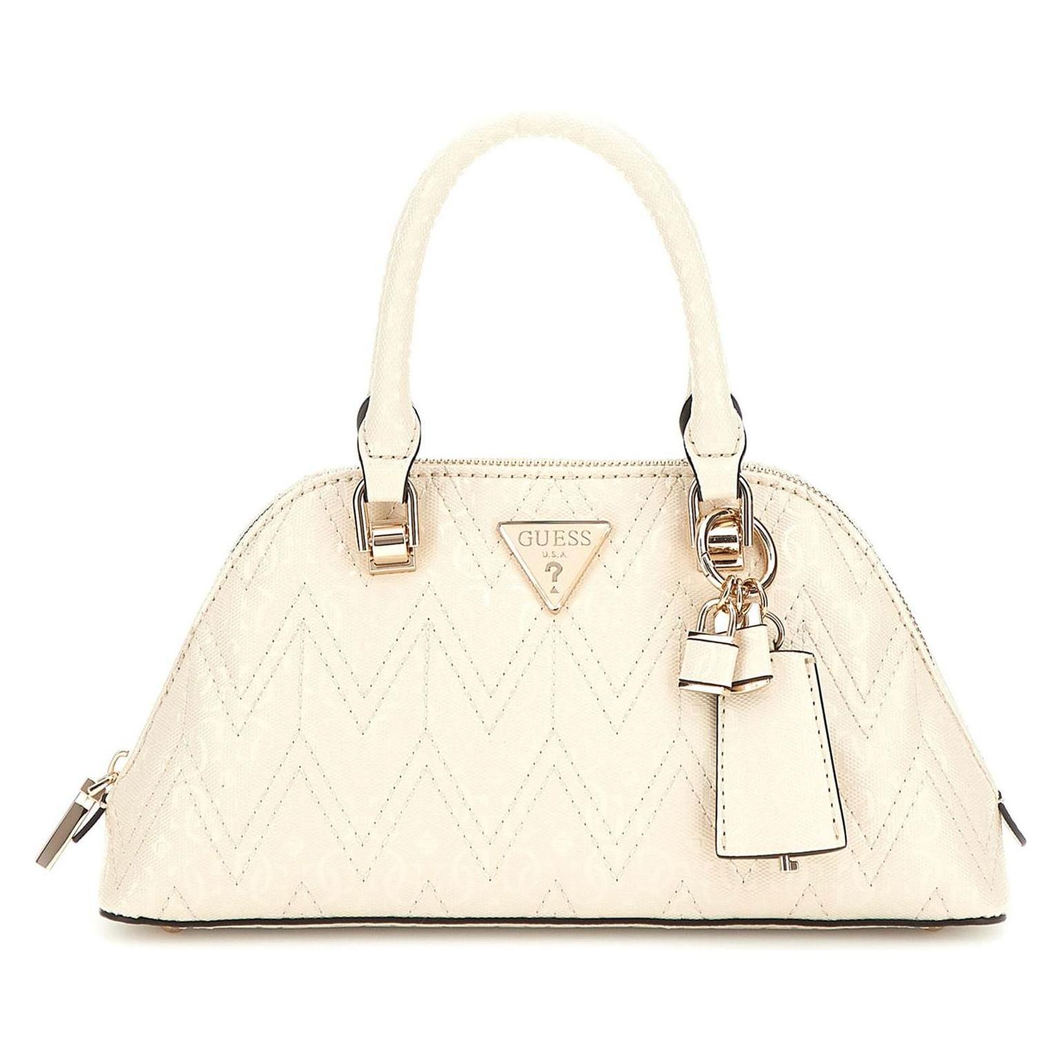 Guess, Damen, Handtasche, Adelard Dome Satchel, Beige