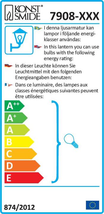 Energy Label Konstsmide Outdoor wall lamp halogen GU10 (GU10, IP44)