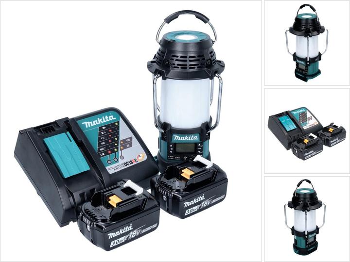 Makita DMR 056 RF Akku Radio 18 V FM DAB+ mit Laterne 360° Taschenlampe IP65 + 2x Akku 3,0 Ah + (DAB+, AM, FM, Bluetooth)