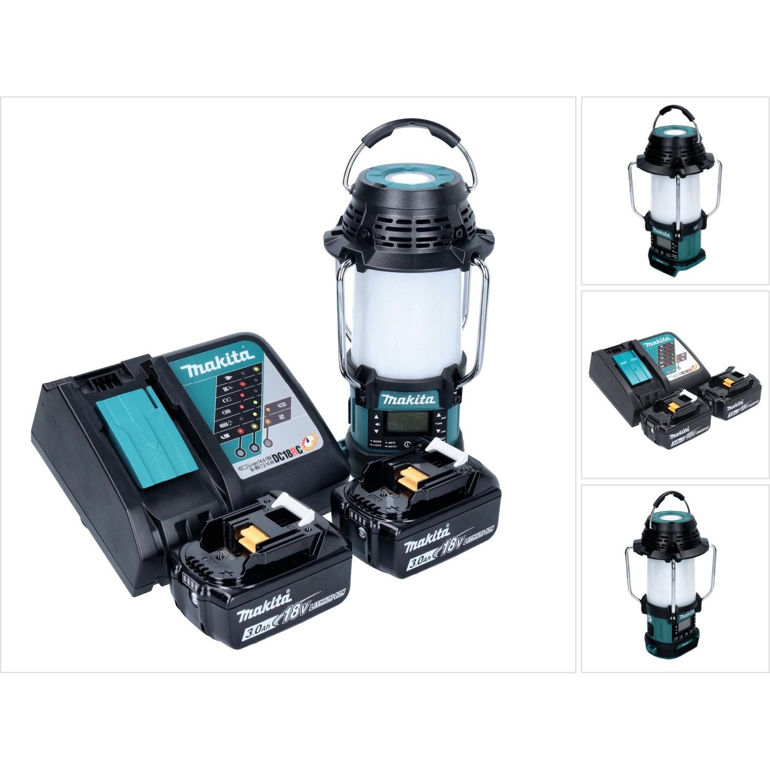 Makita DMR 056 RF Akku Radio 18 V FM DAB+ mit Laterne 360° Taschenlampe IP65 + 2x Akku 3,0 Ah + (FM, DAB+, AM, Bluetooth...