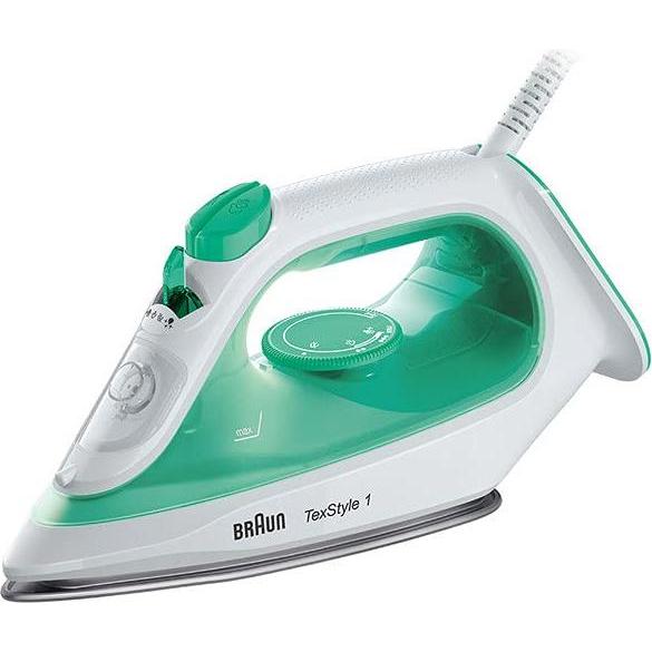 Braun TexStyle 1 SI 1040 GR Dampfbügeleisen Keramik-Bügelsohle, Bügeleisen, Weiss, Grün