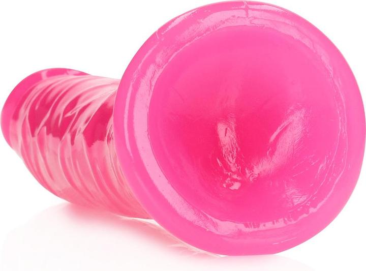 Image du produit RealRock Slim Dildo Suction Cup - GitD - 8" / 20 cm - Neon Pink