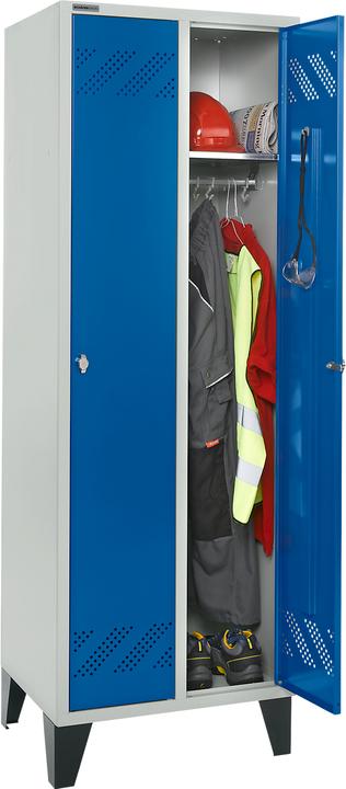 Produktbild Schäfer Shop Garderobenspind, 2 Abteile, m. Drehriegel- o. Zylinderschloss, m. Fuss o. Sockel (63 cm, 185 cm)