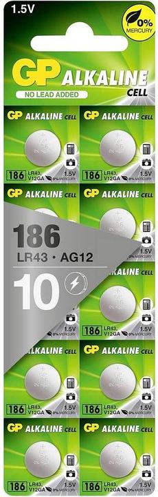 Produktbild GP Batteries GP Alkaline Knopfzelle 186, 10er (10 Stk., LR43, 70 mAh)