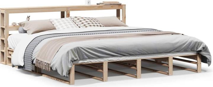 Produktbild VidaXL Massivholzbett Holzbett Bett Palettenbett Kopfteil Weiss 200x200cm Kiefer (200 x 200 cm)