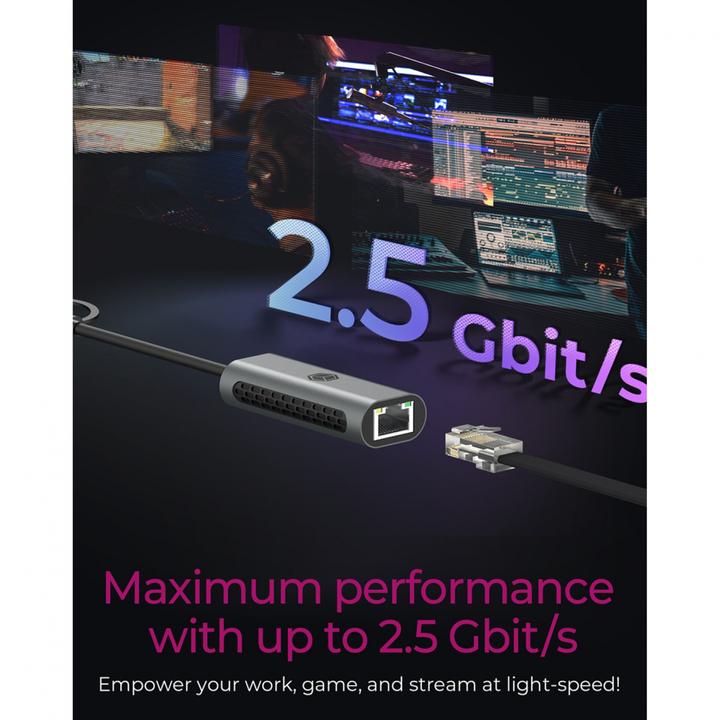 Actual product image Icy Box 2.5 Gigabit Ethernet LAN adapter, IB-LAN301-C3 (USB-C, USB, RJ45 2.5 Gigabit Ethernet (1x))