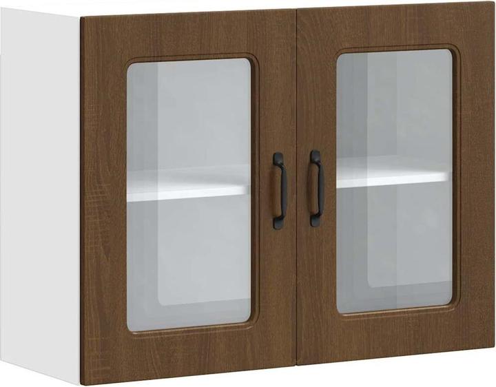 Actual product image vidaXL Kitchen wall unit with glass door Kalmar brown oak-look (80 x 31 x 60 cm)