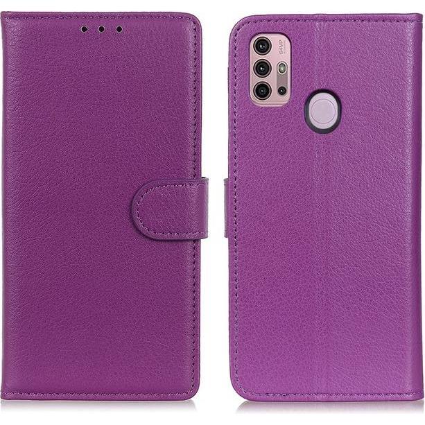 Thumbnail - MU Classic Litchi Leder Bookcover Series (Motorola Moto G30, Motorola Moto G10), Smartphone Hülle, Violett
