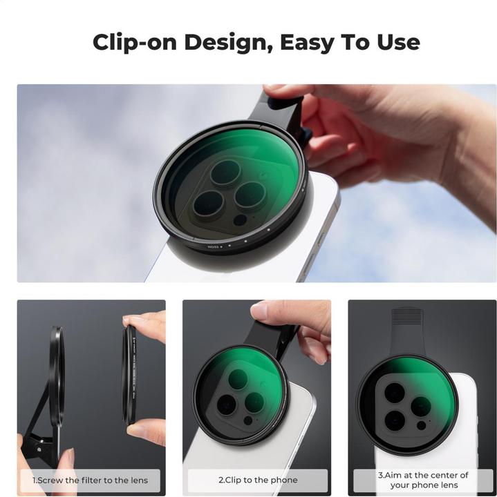 Image du produit K&F Concept 67mm Universal Type Phone clip, with 67mm ND2-32 Filter, 18-layer green coated
