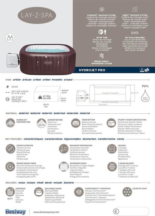 Produktbild Bestway Lay-Z-Spa Maldives HydroJet Pro (7 Personen)