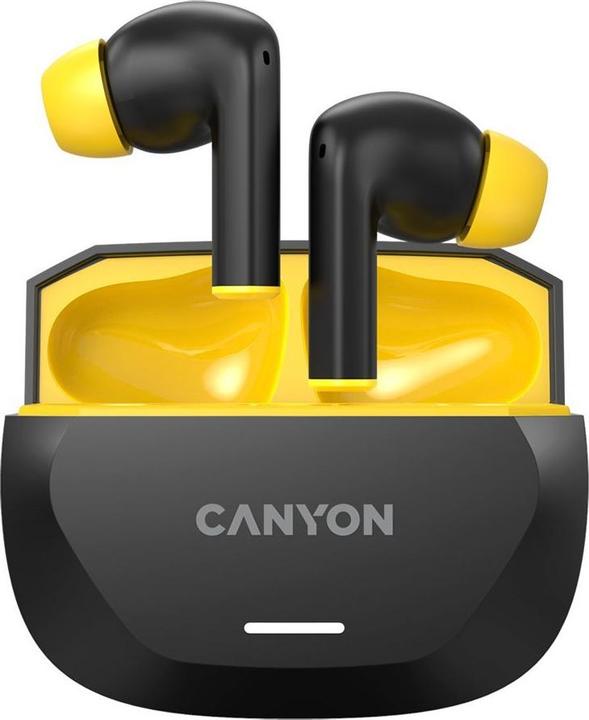 Actual product image Canyon Wireless headphones headset HEXAGON 7 TWS ANC+ENC Wireless Charge Black Yellow (6.50 h, Wireless)