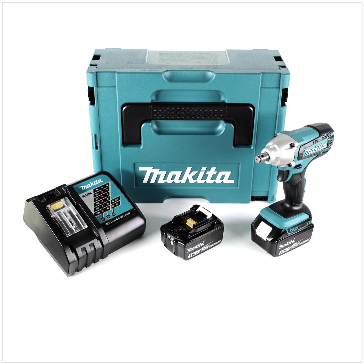 Thumbnail - Makita, Bohrmaschine + Akkuschrauber, DTW 190 RFJ Akku Schlagschrauber 18V + 2x Akku 3,0Ah + Schnellladegerät + Makpac (...