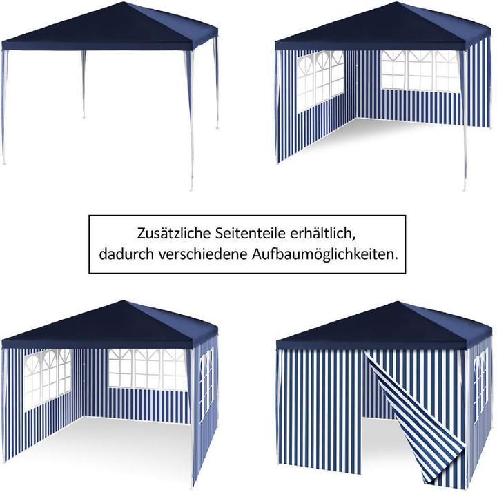 Actual product image VCM Pavillon Partyzelt 3x3m blau weiss wasserdicht 4 Seitenteile Gartenzelt Eventzelt (300 cm, 300 cm)