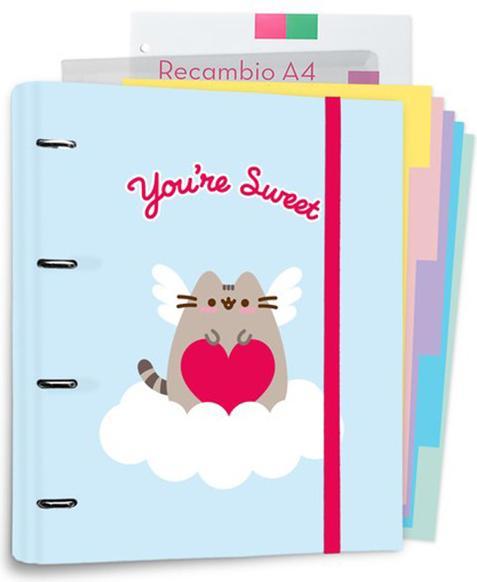 Pusheen – A4-Ordner aus der Purrfect Love-Kollektion mit Seiten (4 Ringe, Gummiband) (24 x 31 cm)