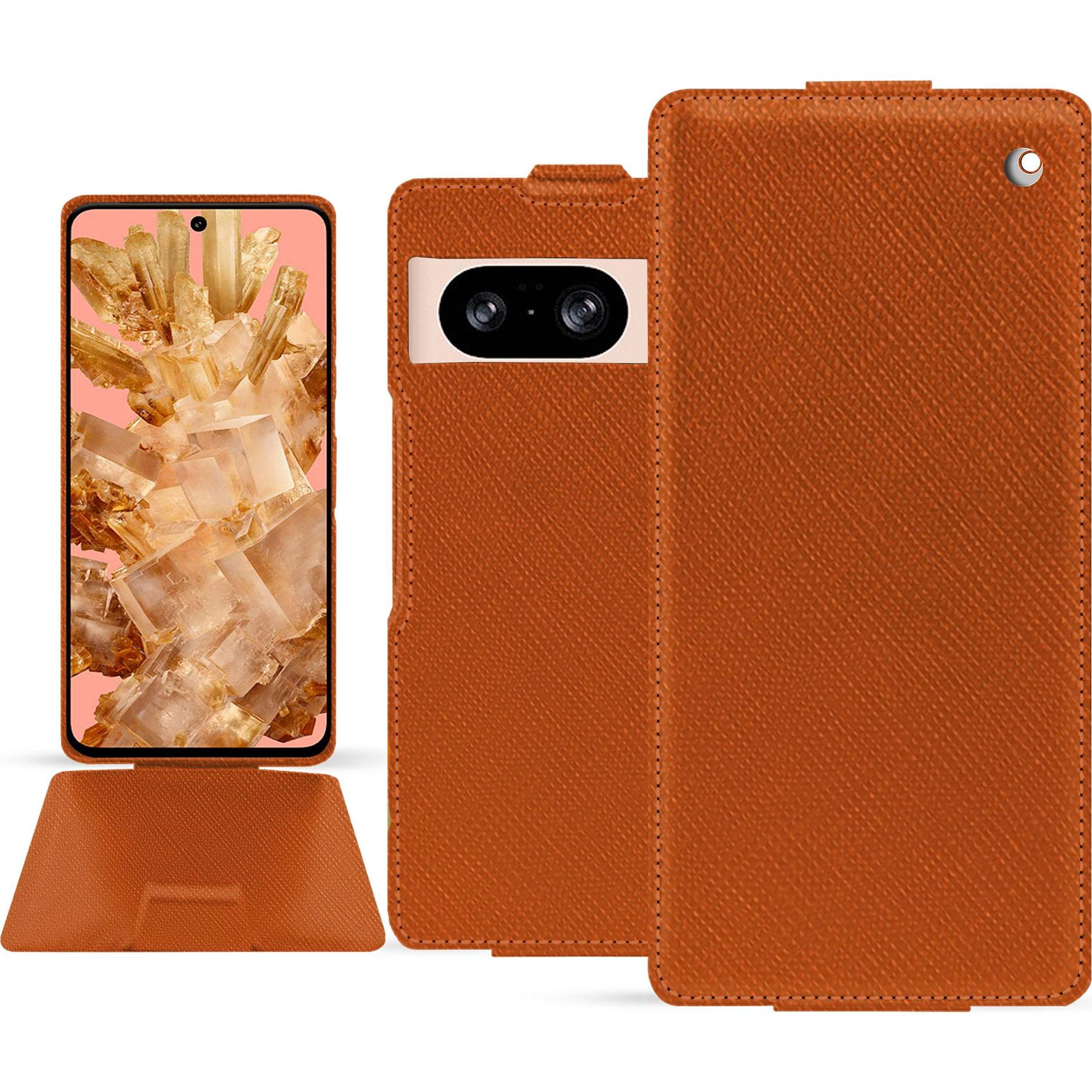 Noreve Lederschutzhülle vertikal (Google Pixel 8), Smartphone Hülle, Orange