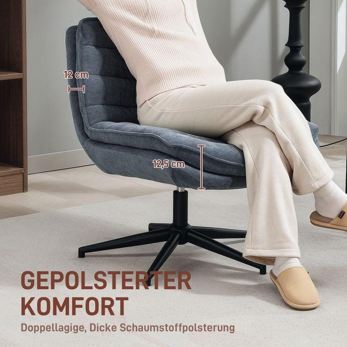Actual product image Swisshandel24 Drehbarer Bürostuhl mit breitem Sitz, Geräumiger Polsterstuhl fürs Büro, Arbeitszimmer, Dunkelgrau
