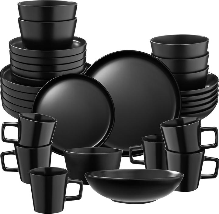 tectake Geschirrset Una, aus Steingut, für 6 Personen (30 pz.)