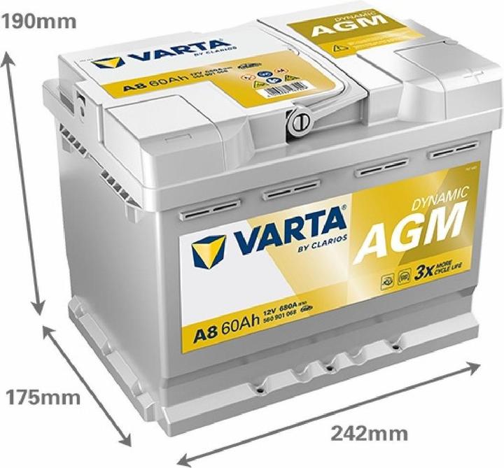 Produktbild Varta Akumulator 12V 60Ah/680A START&STOP AGM (P+ standardowy) 242x175x190 B13 (agm/rozruchowy) (12 V, 60 Ah, 680 A)
