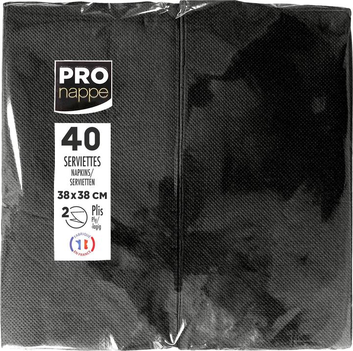 PROnappe Servietten schwarz 2-lagig 38,0 x 38,0 cm, 40 St. (40 pz., 38 x 38 cm)