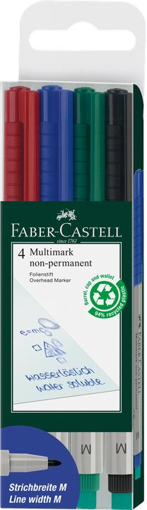 Faber-Castell Overheadstift Multimark Non-Permanent (Mehrfarbig, 1 mm, 4 x)