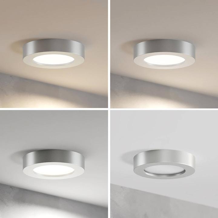Image du produit Prios Edwina LED plafonnier, argent, 17,7 cm (820 lm)