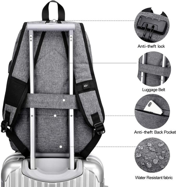 Actual product image Wenig Laptop-Rucksack mit USB-Anschluss, Anti-Diebstahl-Schutz (30 l)