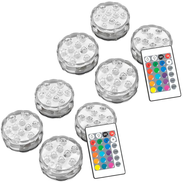 Casativo Lot de 8 lampes LED multicolores sous l'eau avec télécommande, IP68