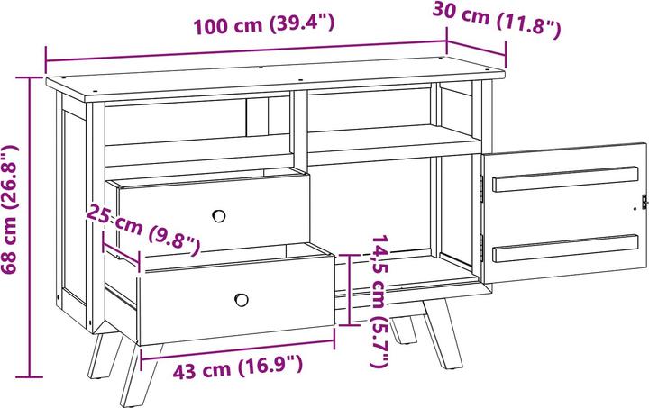 Actual product image vidaXL Sideboard (100 x 30 x 68 cm)