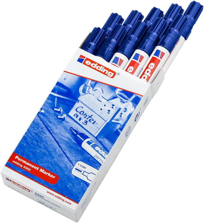 Produktbild Edding Permanent Marker 3300, mit Keilspitze (Blau, 5 mm, 10 x)