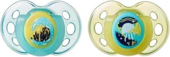 Tommee Tippee Night Time, Night baby pacifier, Orthodontic, Silicone (2 x, from 18 m.)