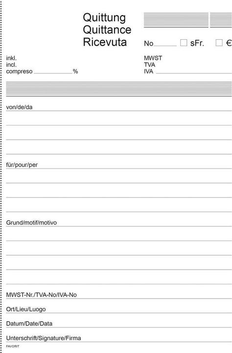 Image du produit Favorit Carnet autocopiant OK Bonus Quittances (84x)