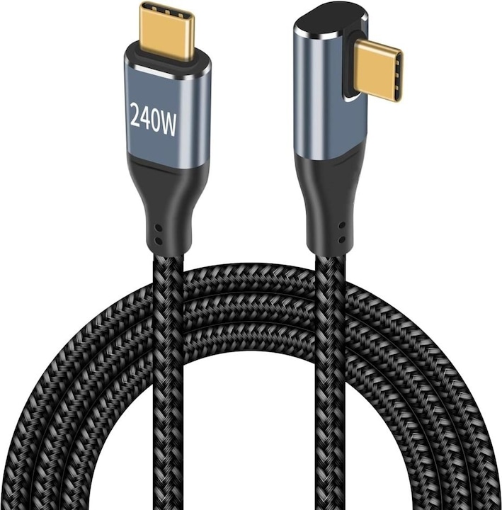 Produktbild PowerGuard USB-C Kabel 90° Winkel Flach 1.5m Data & Charge (male/male) PD 240W (1.50 m)