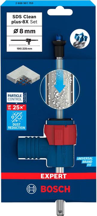 Productafbeelding Bosch Professional Zubehör Zuigboorset SDS EXPERT CLEAN plus-8X 8 x 100 x 225 mm incl. afzuigadapter (8 millimeter)