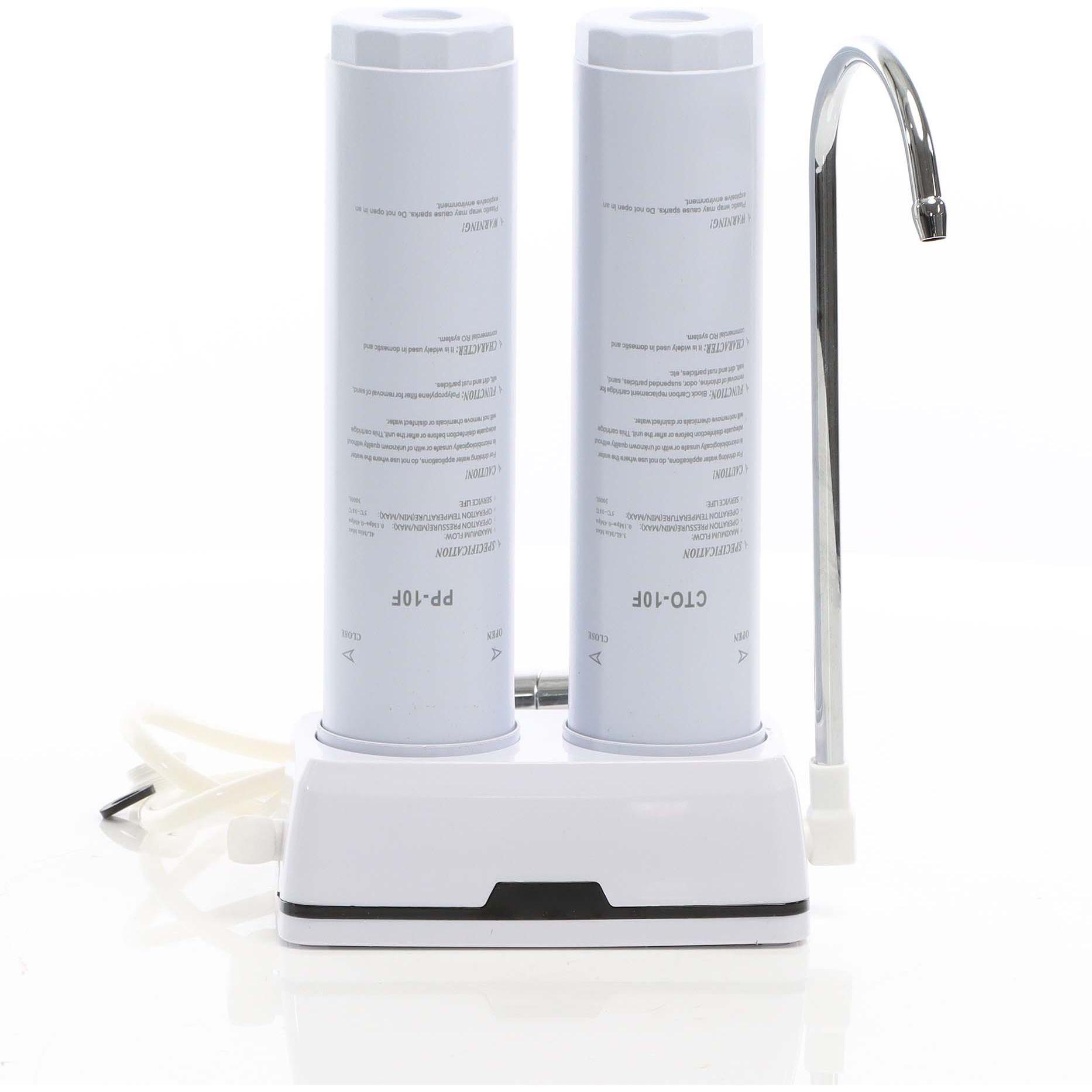 Naturewater NW-2-PPCTO 2 Stufen Counter Top Wasserfilter 5µ Sediment Aktivkohle, Wasserfilter, Weiss