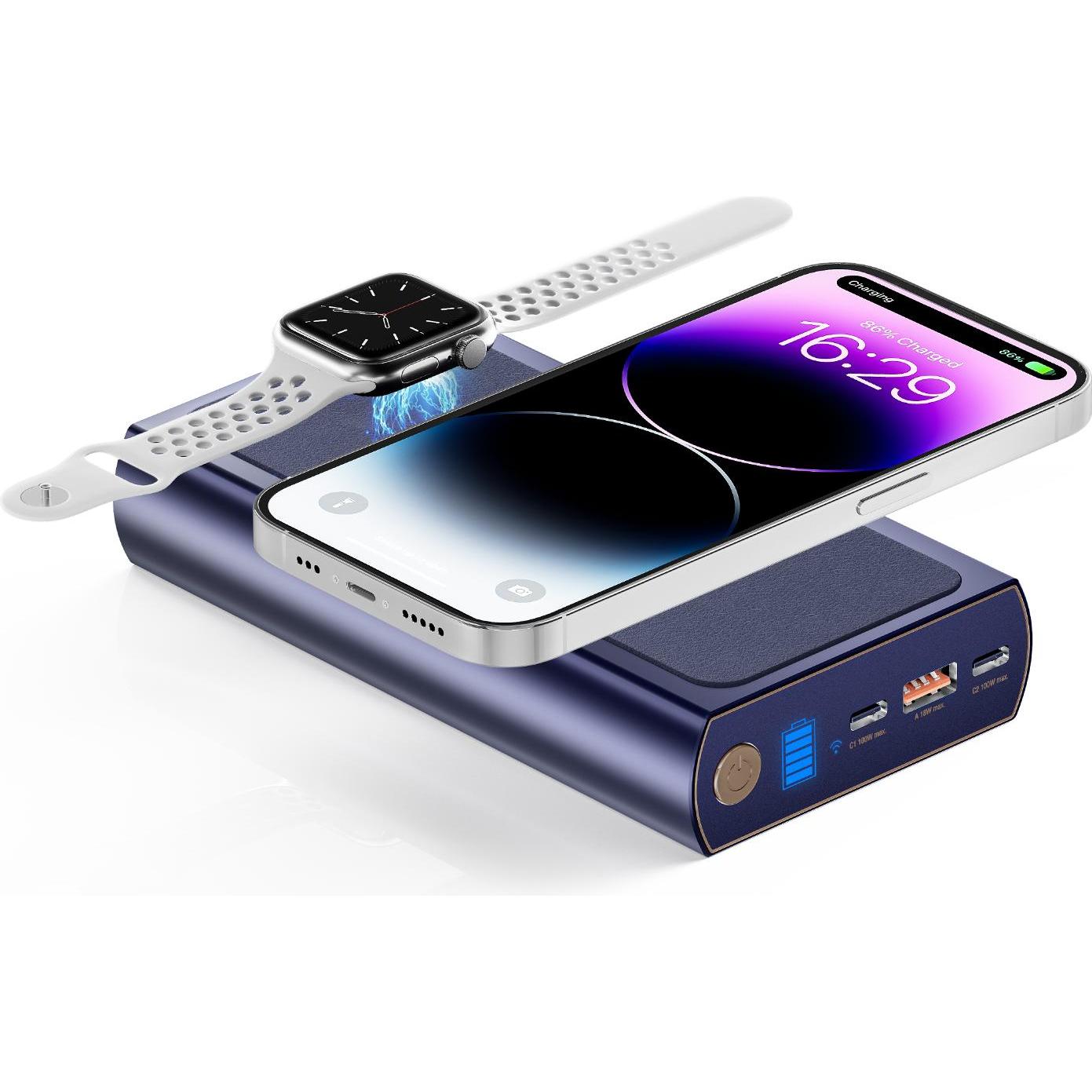 Thumbnail - 4smarts Graphene Pro UltiMag (24000 mAh, 100 W, 88.80 Wh), Powerbank, Blau