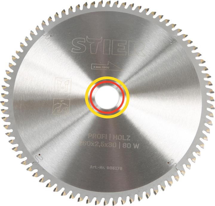 Stier Professioneel cirkelzaagblad hout 260x2,5x30 80W -5° negatieve hellingshoek