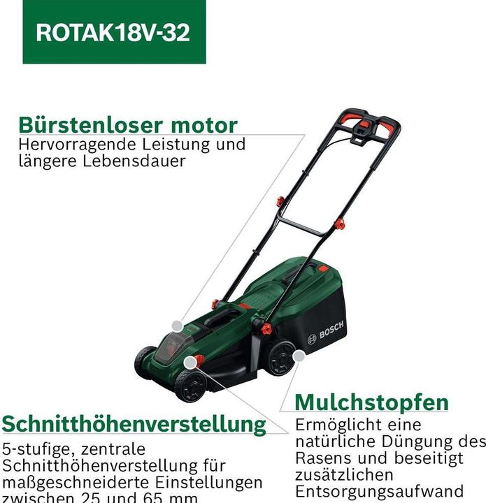 Produktbild Bosch Hausgeräte Rotak 18V-32 (Akkubetrieb)