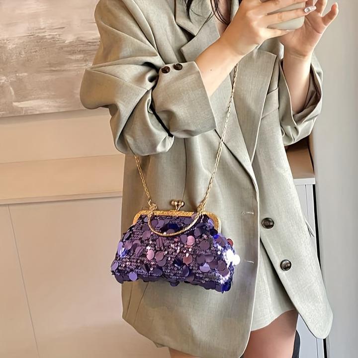 Actual product image Only-Bags.Store Chic vintage-inspired crossbody bag with adjustable strap and sequin accents