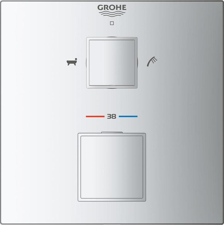 Productafbeelding Grohe Thermo badkuip. GROHTHERM CUBE hoek m 2-weg omstel chr