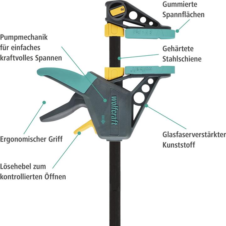 Actual product image wolfcraft 1 EHZ - One-handed clamp PRO 100/915mm (915 mm)