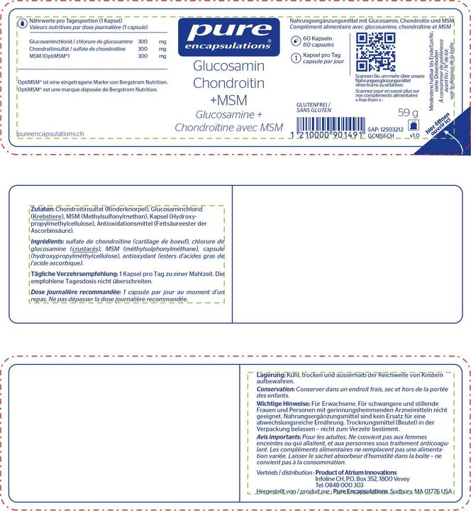 Immagine prodotto Pure encapsulations Glucosamin-Chondroitin-Kapseln (60 Pezzo/i, Pillole, 95 g)