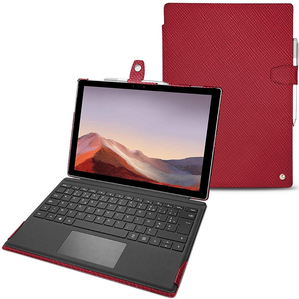 Noreve Lederschutzhülle (Microsoft Surface Pro 7), Tablet Hülle, Rot