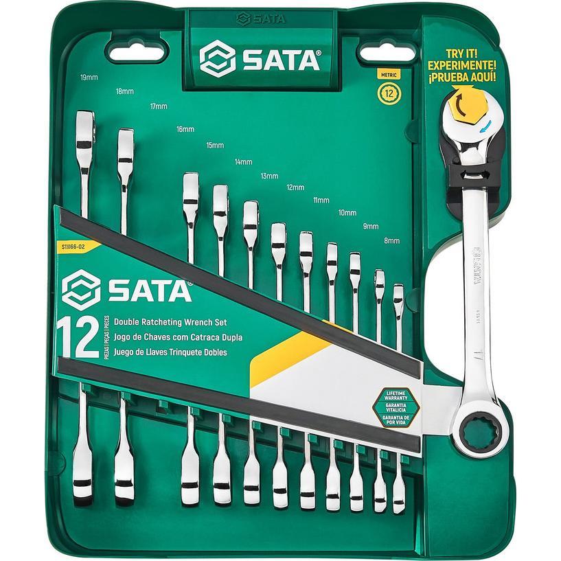 Thumbnail - SATA, Schraubenschlüssel, Ratschen-Ringmaulschlüssel-Satz, 12-teilig, 8-19 mm (8 mm, 10 mm, 14 mm, 18 mm, 11 mm, 12 mm,...