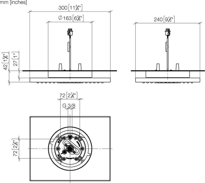 Actual product image Dornbracht Douche de pluie pour fixation au plafond, avec éclairage LED, carrée, 300x240mm, 28042980-19 (12 l/min)