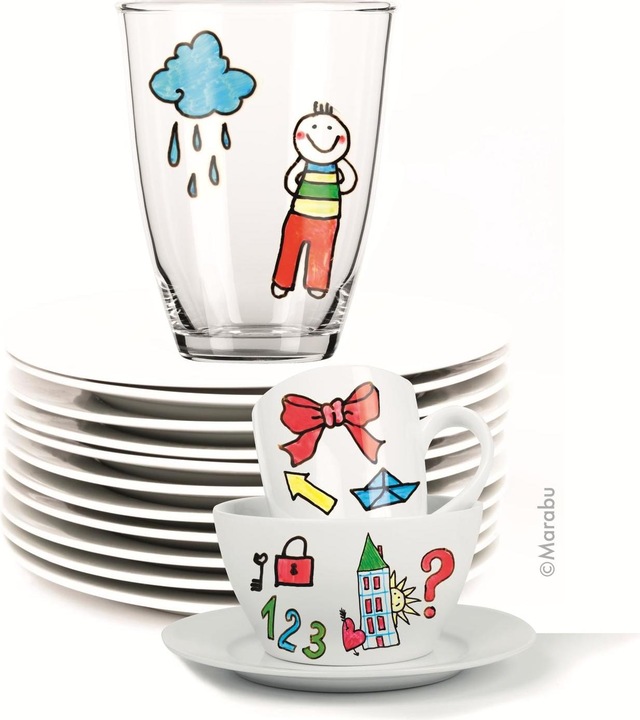 Actual product image Marabu Porcelain and glass painting pen Kids (Red, Blue, Orange, Turquoise, Green, Black, Violet, Yellow, 10 x)