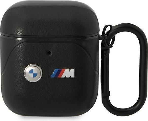 BMW BMA222PVTK AirPods 1/2 cover czarny/black Leather Curved Line (Kopfhörer Hülle)