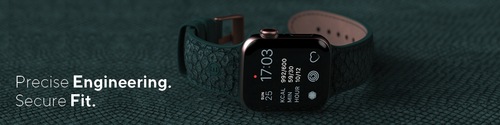 Actual product image Njord Jord Watch Strap For (44 mm, 45 mm, Vegan Leather, Salmon leather, Stainless steel fastener, Apple Watch)